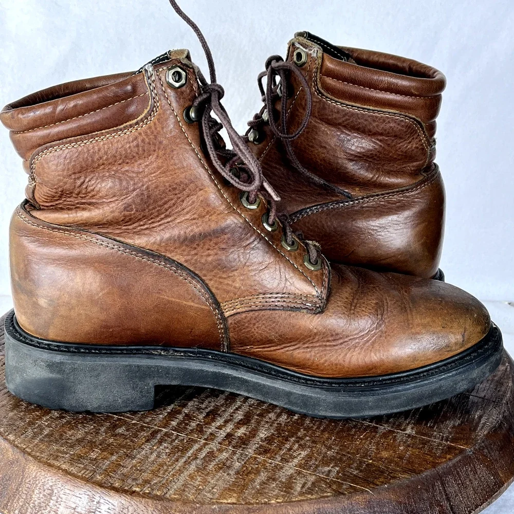 Justin Work Boots Mens 8D Leather Lace Up Made In USA Style 0770 Hiking Hunting
